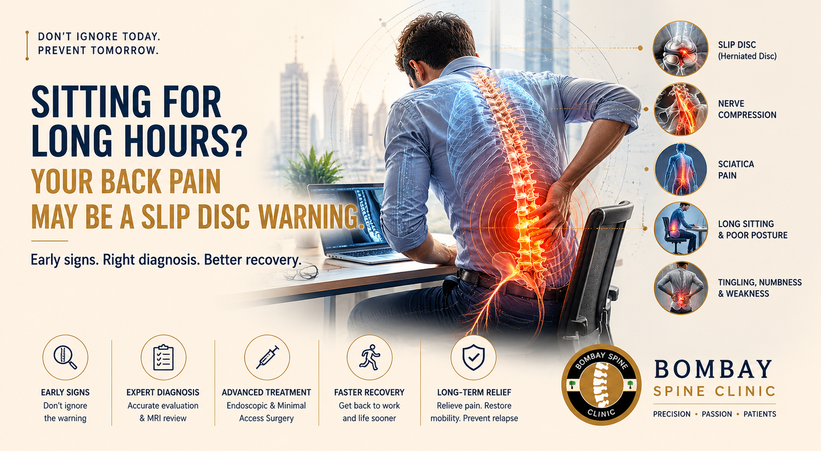 Sitting For Long Hours? Back Pain Slip Disc Warning - Bombay Spine Clinic